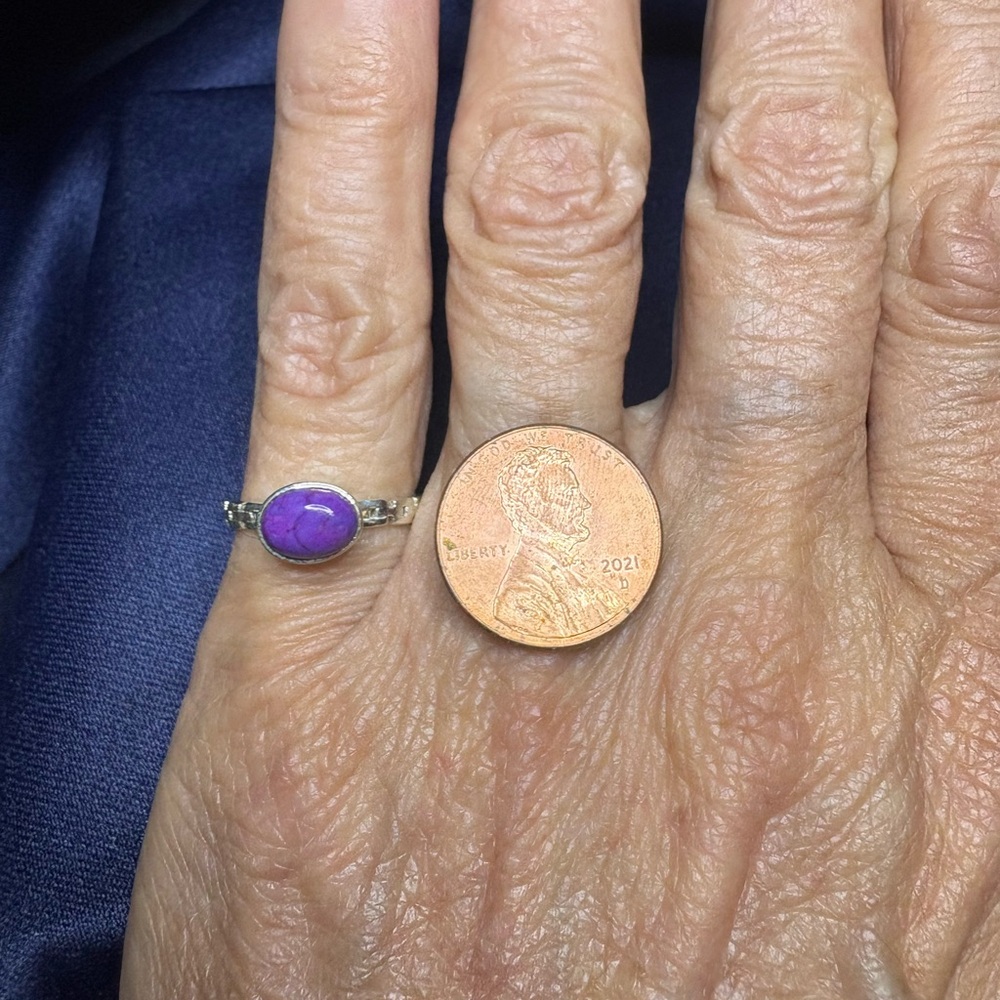 Ring Purple Mojave 925 Sterling Silver Chain Link Band - Picture 8 of 8